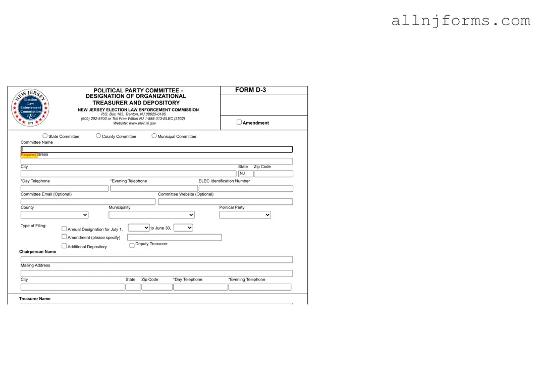 Fill in a Valid New Jersey D 3 Template