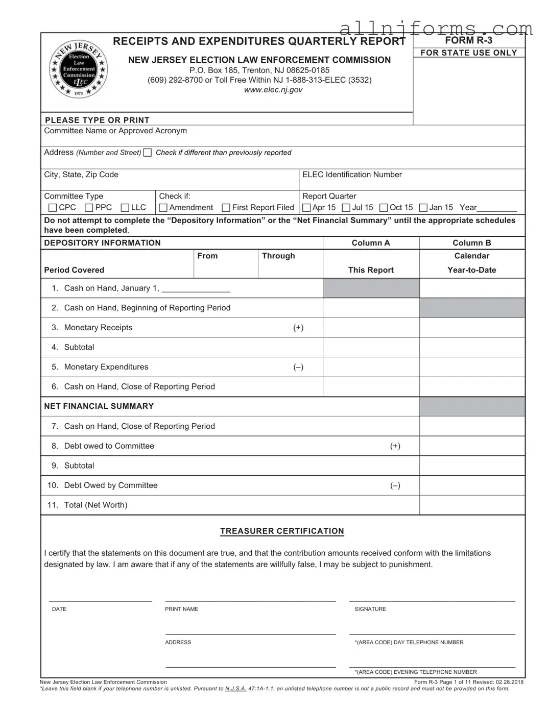 Fill in a Valid New Jersey R 3 Template