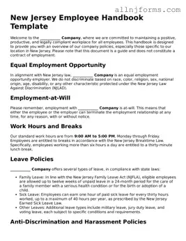 Legal  Employee Handbook Template for New Jersey