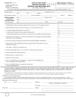 Fill in a Valid New Jersey Estate Tax Return Template