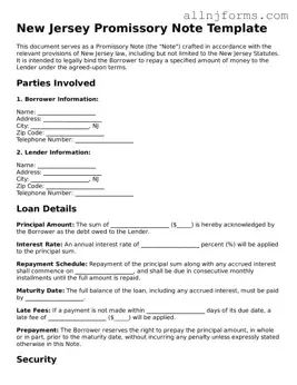 Legal  Promissory Note Template for New Jersey